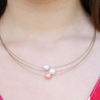 Collier Original Trilogie Perles Blanc Rose