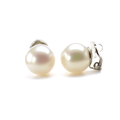 Clips grosses perles Ondine blanches nacrées 