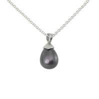 Pendentif Original en Argent et Goutte Perle Noire