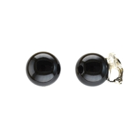 Boucles d'oreilles clips perles noir laqué