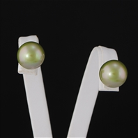 Boucle d'oreille Grosse Perle Vert Kaki