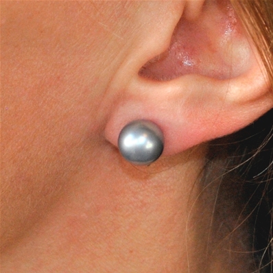 Boucles d'oreilles clous petites perles grises