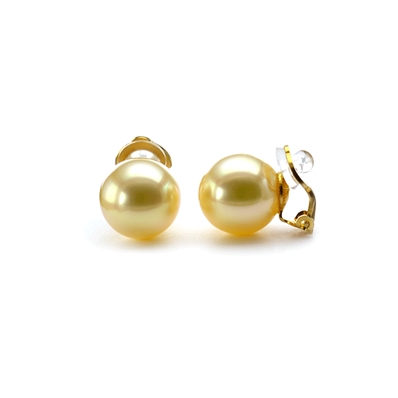 Boucles d'oreilles clips perles dorées nacrées irisées