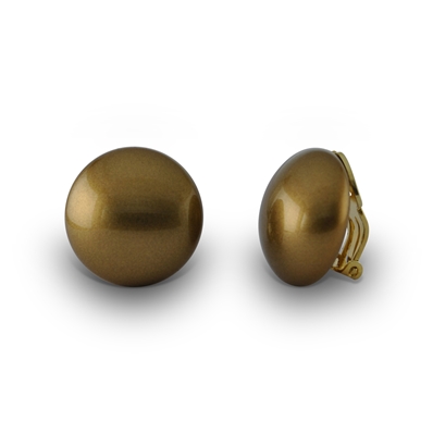 Boucles clips cabochons grosses perles bronze doré laquées