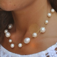 or rempli 14k collier minimaliste collier élégant bijou perle naturelle Bijoux Colliers Colliers de perles collier délicat Collier or superposé collier chaîne 