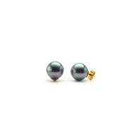 VENDU : Boucle Grosse perle Grise Argent Plaqué OR