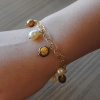 Bracelet Chaîne Perles Gold Bronze