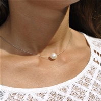 Collier solitaire perle blanche 10 mm Margot