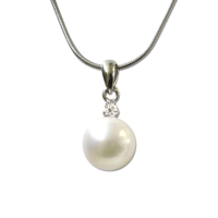 Pendentif perle blanche et brillant oxyde de zirconium