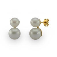 Boucles d'oreilles clous double perle blanches nacrées