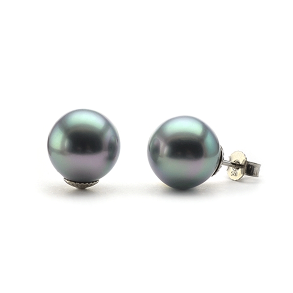 Boucles D’oreilles Clous - Demi-perles Grises - Plaqué Or 18 Carats - Neuf Avec étiquettes