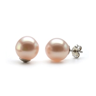 Boucles clous grosses perles roses nacrées