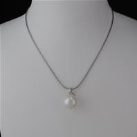 Pendentif argent Perle Nacre Blanche 14 mm