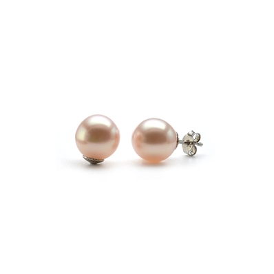 Boucles d'oreilles clous petites perles roses nacrées irisées
