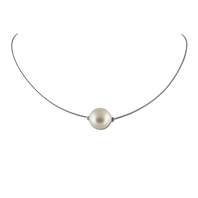 Collier solitaire perle blanche baroque 10 mm Margot RH