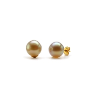 Boucles d'oreilles clous petites perles dorées nacrées irisées