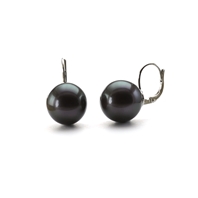 Boucles d'oreilles dormeuses perles noires irisées