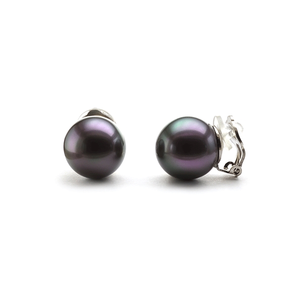 Boucles d'Oreilles Clip en Perles Noires 8 mm · Simon & Simon