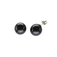 Boucles d'oreilles clous perles noires laquées