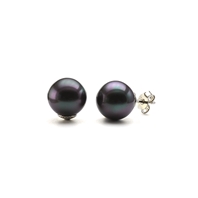 Boucles d'oreilles clous perles noires irisées