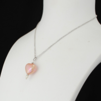 Pendentif Coeur argent couronne Perle Pêche