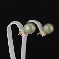 Boucle d'oreille Grosse Perle Vert Kaki